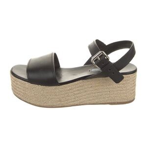 Mango | 37 | Black Platform Espadrille Sandal with Buckle Strap